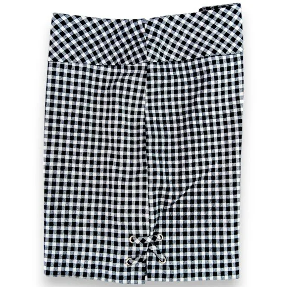Ingredients- Women's-Gingham Checkered Black-White Shorts-Flat Panel-Summer - Picture 3 of 12